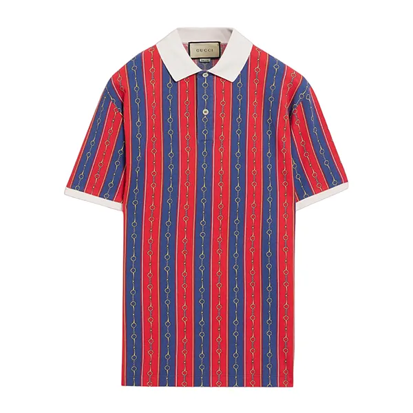 Áo Polo Nam Gucci Horsebit Stripe Polo Màu Đỏ Size XS