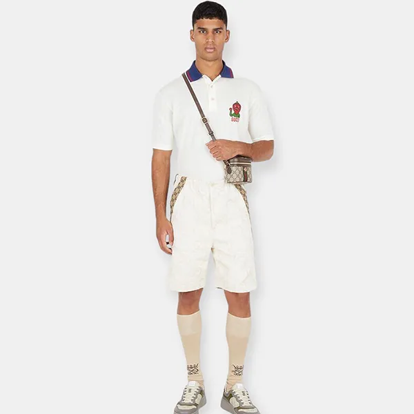 Áo Polo Nam Gucci Strawberry Patch Màu Trắng Size M