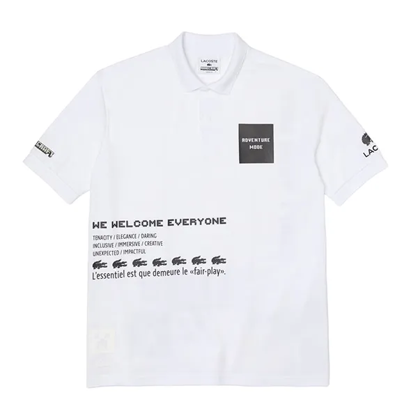 Áo Polo Nam Lacoste L!ve X Minecraft Loose Fit Organic Cotton Polo Shirt PH3816-00 Màu Trắng Size M