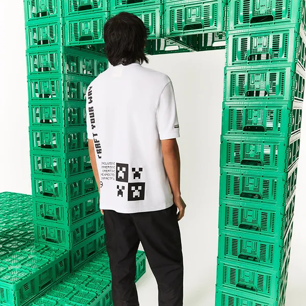 Áo Polo Nam Lacoste L!ve X Minecraft Loose Fit Organic Cotton Polo Shirt PH3816-51-001 Màu Trắng Size L - Thời trang - Vua Hàng Hiệu