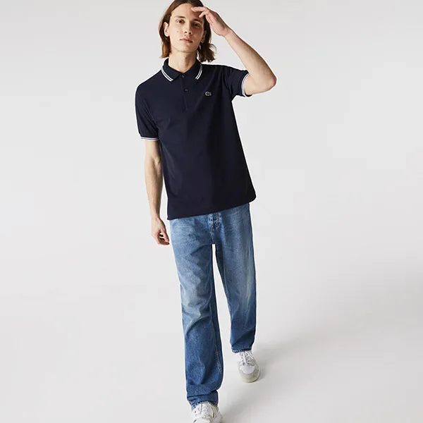 Áo Polo Nam Lacoste Men’s Classic Fit Striped Accents Cotton Piqué PH2384525 Màu Xanh Đen Size 6