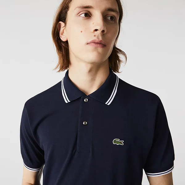 Áo Polo Nam Lacoste Men’s Classic Fit Striped Accents Cotton Piqué PH2384525 Màu Xanh Đen Size 6