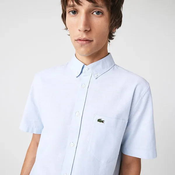 Áo Polo Nam Lacoste Men’s Lacoste Regular Fit Cotton Shirt CH0219HBP Màu Xanh Da Trời Size 38