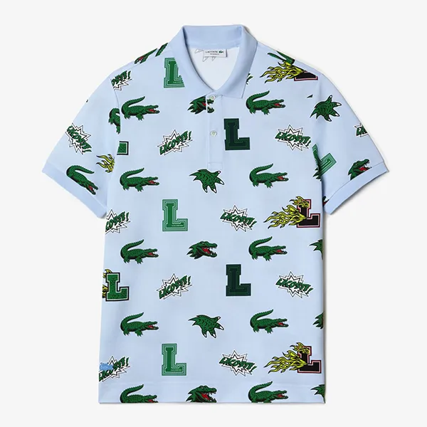 Áo Polo Nam Lacoste Men's Regular Fit Crocodile Print Polo PH1464EEP Màu Xanh Da Trời Size 5 - Thời trang - Vua Hàng Hiệu