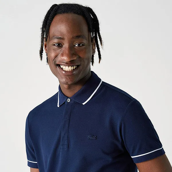 Áo Polo Nam Lacoste Men's Regular Fit Piped Stretch Cotton Mini Piqué PH4275525 Màu Xanh Navy Size 3