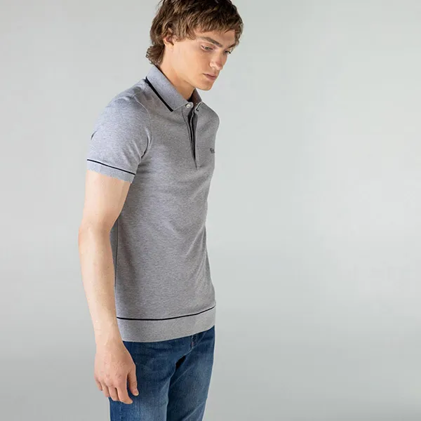 Áo Polo Nam Lacoste Men's Regular Fit Piped Stretch Cotton Mini Piqué PH4275MNC Màu Xám Size 3