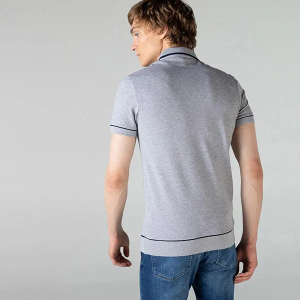 Áo Polo Nam Lacoste Men's Regular Fit Piped Stretch Cotton Mini Piqué PH4275MNC Màu Xám Size 3