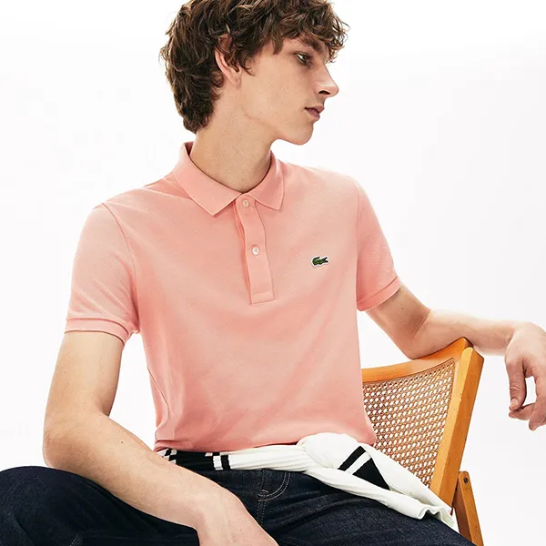 Áo Polo Nam Lacoste Men's Slim Fit İn Petit Piqué PH40125MM Màu Hồng Size 2