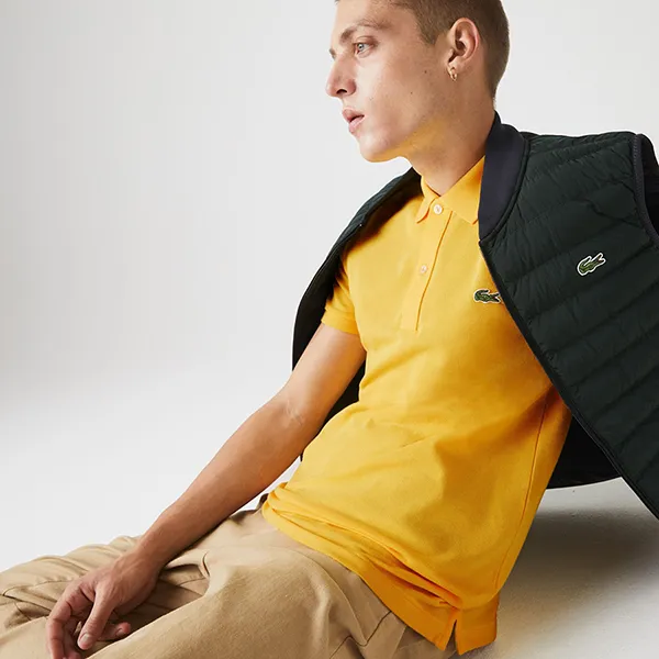 Áo Polo Nam Lacoste Men's Slim Fit Cotton Polo Shirt PH4012Z0A Màu Vàng Size 2