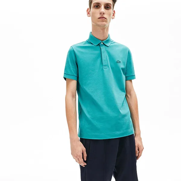Áo Polo Nam Lacoste Paris Stretch Cotton Piqué Shirt Blue PH5522-S5J Màu Xanh Ngọc Size 3 - Thời trang - Vua Hàng Hiệu