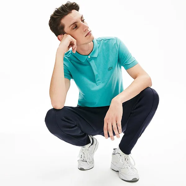 Áo Polo Nam Lacoste Paris Stretch Cotton Piqué Shirt Blue PH5522-S5J Màu Xanh Ngọc Size 3 - Thời trang - Vua Hàng Hiệu