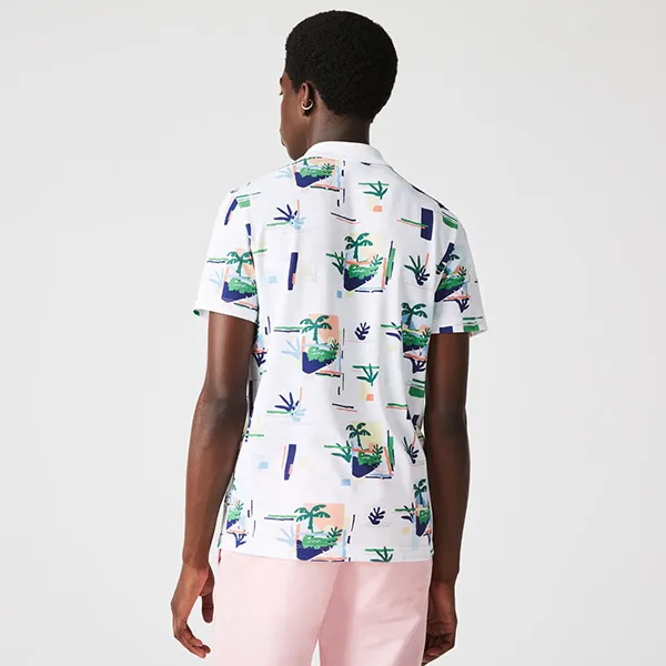 Áo Polo Nam Lacoste Regular Fit Print Cotton Piqué PH6481-00001 Màu Trắng Họa Tiết Size S - Thời trang - Vua Hàng Hiệu