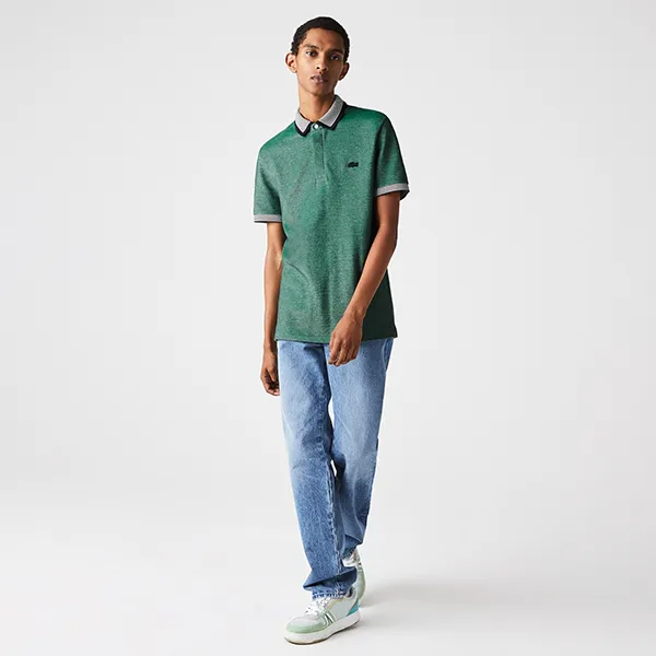 Áo Polo Nam Lacoste Regular Fit Striped Finishes Cotton PH1924GU6 Màu Xanh Rêu Size 6 - Thời trang - Vua Hàng Hiệu