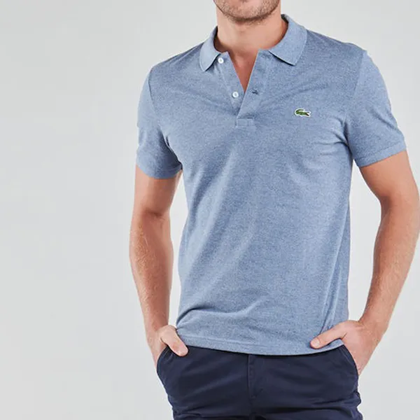 Áo Polo Nam Lacoste Slim Fit Bleu Indigo Clair PH4012 1GF Màu Xanh Size 3