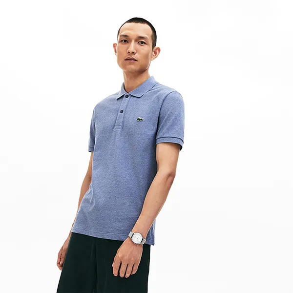 Áo Polo Nam Lacoste Slim Fit Bleu Indigo Clair PH4012 1GF Màu Xanh Size 3