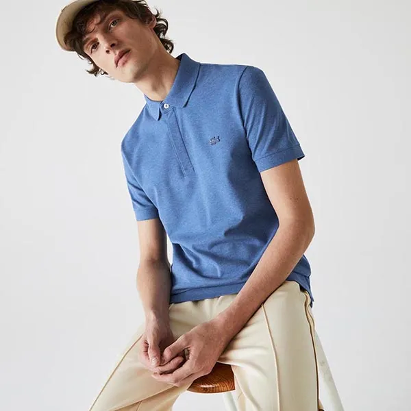 Áo Polo Nam Lacoste Smart Paris Stretch Cotton Piqué Shirt PH55224JM Màu Xanh Biển Size 4 - Thời trang - Vua Hàng Hiệu