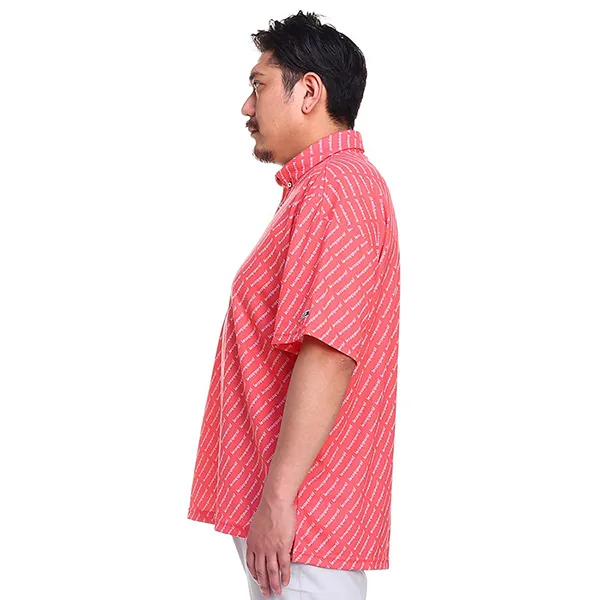 Áo Polo Nam Le Coq Sportif Golf Men's Big Size Logo Allover Shirt QGMVJA10 Màu Hồng