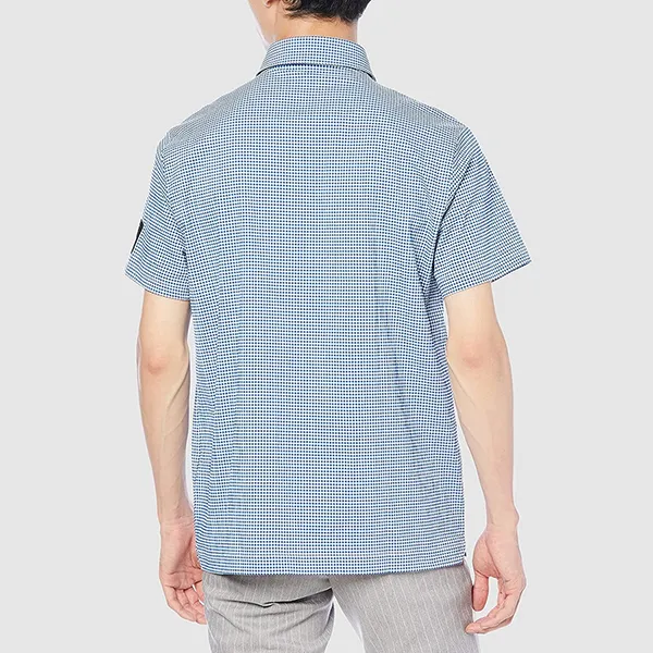 Áo Polo Nam Le Coq Sportif Golf QGMTJA22 Kẻ Ca Rô Màu Xanh