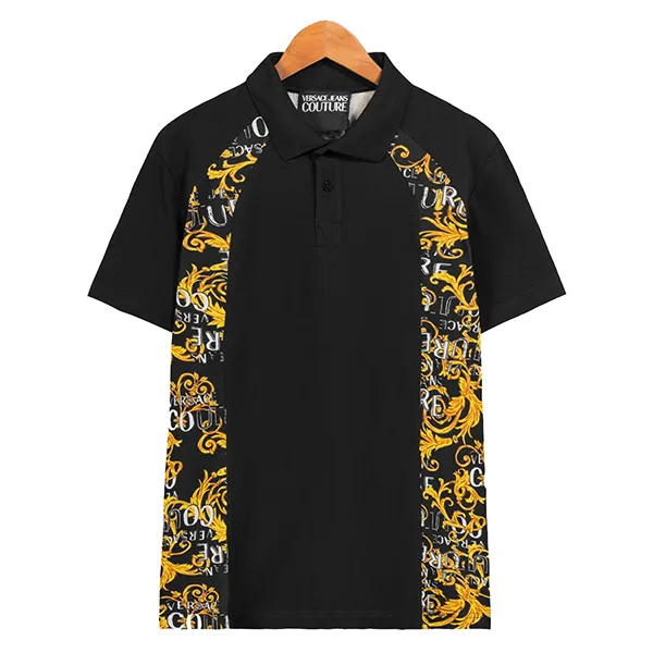 Áo Polo Nam Versace 74GAG613JS149G89 Màu Đen Vàng Size XS