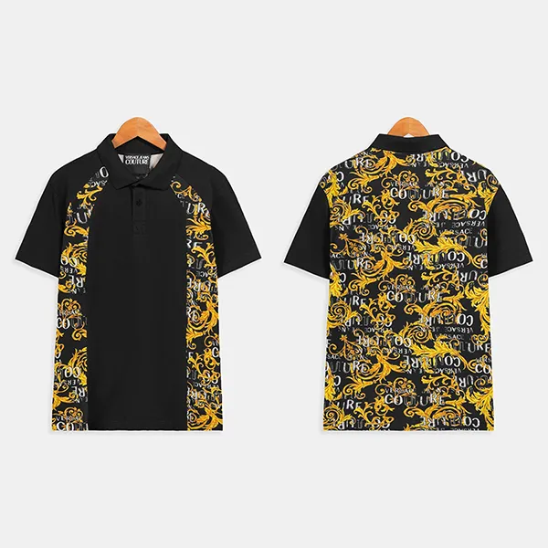 Áo Polo Nam Versace 74GAG613JS149G89 Màu Đen Vàng Size XS