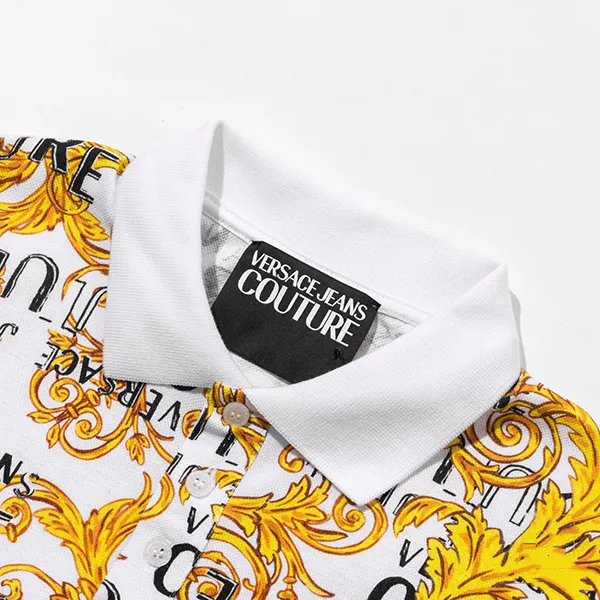 Áo Polo Nam Versace 74GAG6S0JS149G03 Màu Trắng Vàng Size XS