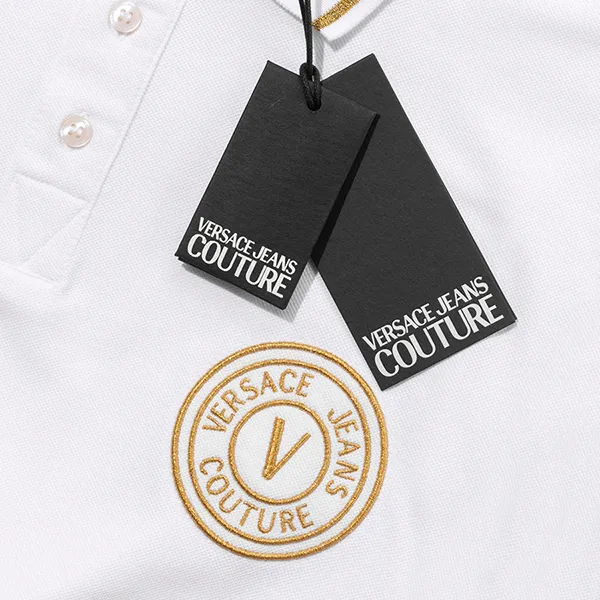 Áo Polo Nam Versace 74GAGT06CJ01TG03 Màu Trắng Logo Ngực Size M