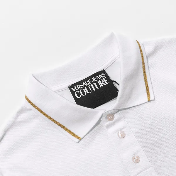 Áo Polo Nam Versace 74GAGT06CJ01TG03 Màu Trắng Logo Ngực Size M