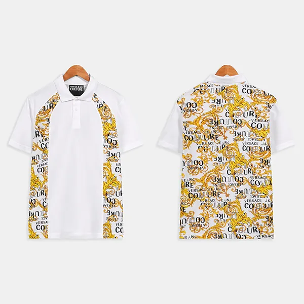 Áo Polo Nam Versace Jeans Couture 74GAG613JS149G03 Màu Trắng Vàng Size M