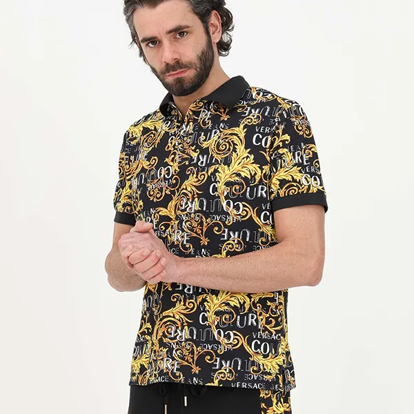 Áo Polo Nam Versace Jeans Couture 74GAG6S0JS149G89 Màu Đen Vàng Size M