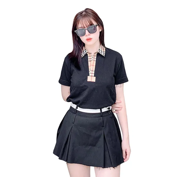 Áo Polo Nữ Burberry Black With Collar Check Camel Printed 8053654 Màu Đen - Thời trang - Vua Hàng Hiệu