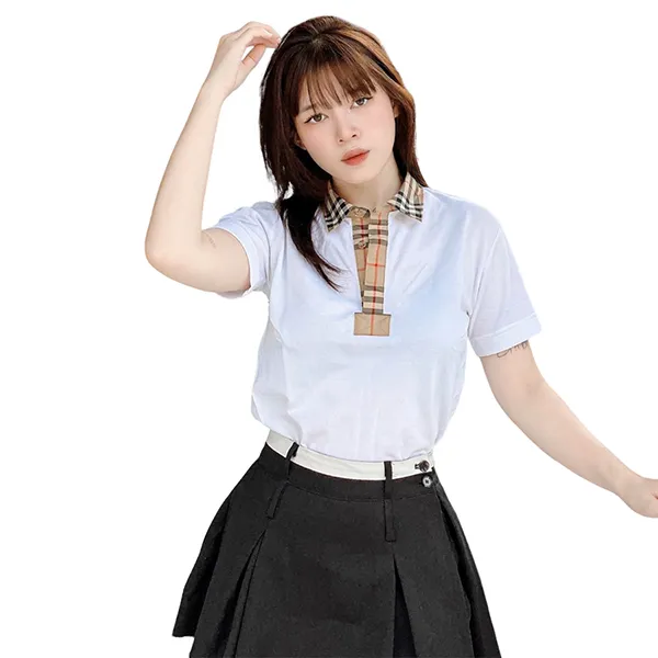 Áo Polo Nữ Burberry White With Collar Check Camel Printed 8051774 Màu Trắng Size 14Y - Thời trang - Vua Hàng Hiệu