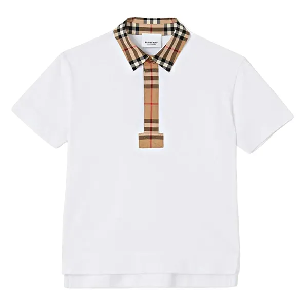 Áo Polo Nữ Burberry White With Collar Check Camel Printed 8051774 Màu Trắng Size 14Y - Thời trang - Vua Hàng Hiệu