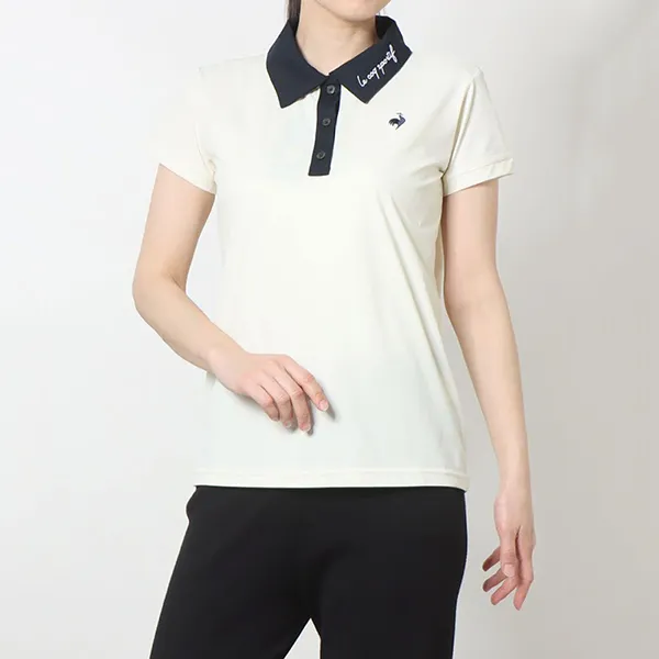 Áo Polo Nữ Le Coq Sportif Golf Fitness Wear Helanka Shirt QMWVJA41 Màu Trắng