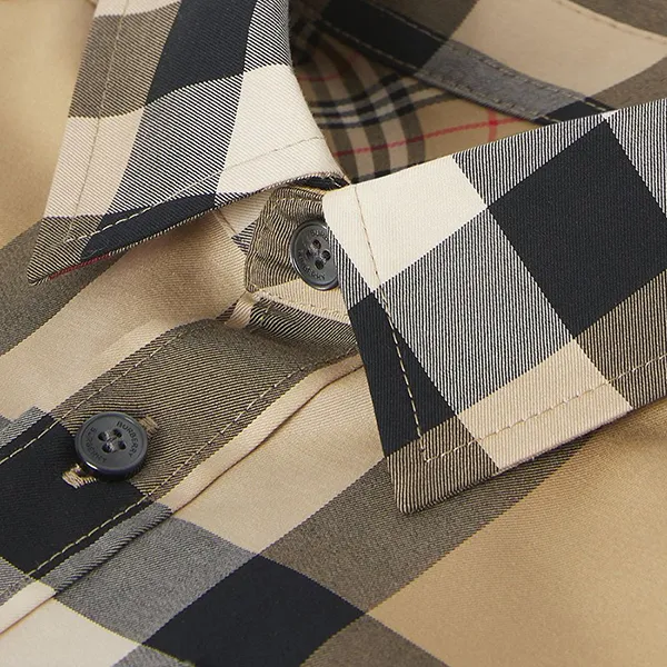 Áo Sơ Mi Cộc Tay Trẻ Em Burberry Check Shirt 8040991 Màu Kem Nâu Size 12Y