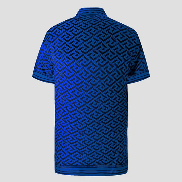 Áo Sơ Mi Cộc Tay Nam Versace Blue With La Greca Printed 1010103 1A07311 5U290 Màu Xanh