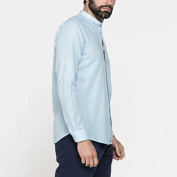 Áo Sơ Mi Dài Tay Nam Carrera Jeans Korean Linen-Cotton Blend Shirt T245A1251A_643 Màu Xanh Nhạt Size L - Thời trang - Vua Hàng Hiệu
