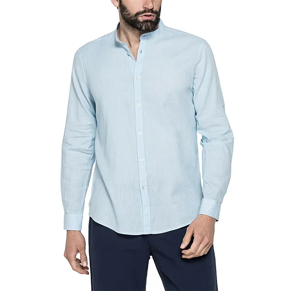 Áo Sơ Mi Dài Tay Nam Carrera Jeans Korean Linen-Cotton Blend Shirt T245A1251A_643 Màu Xanh Nhạt Size L - Thời trang - Vua Hàng Hiệu