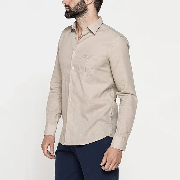Áo Sơ Mi Dài Tay Nam Carrera Jeans Linen-Cotton Blend Shirt T213A1251A_109 Màu Be Size L - Thời trang - Vua Hàng Hiệu