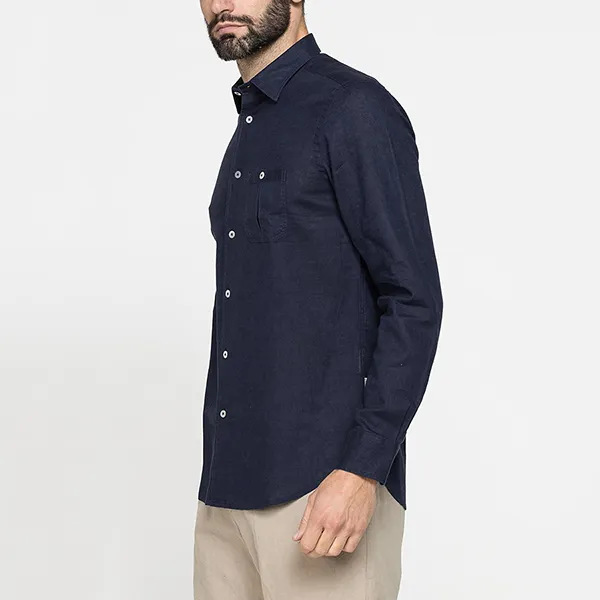 Áo Sơ Mi Dài Tay Nam Carrera Jeans Linen-Cotton Blend Shirt T213A1251A_687 Màu Xanh Navy Size L - Thời trang - Vua Hàng Hiệu