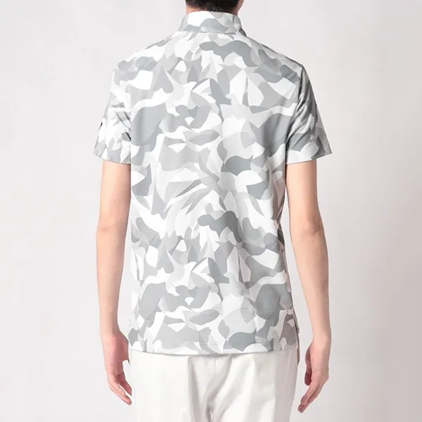 Áo Polo Nam Le Coq Sportif Golf Men's Short Sleeve Shirt QGMVJA01 GY00 Màu Xám Trắng