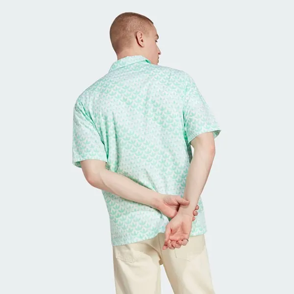Áo Sơ Mi Nam Adidas Graphics Monogram Allover Print Shirt HZ4161 Màu Xanh Green Size S - 4