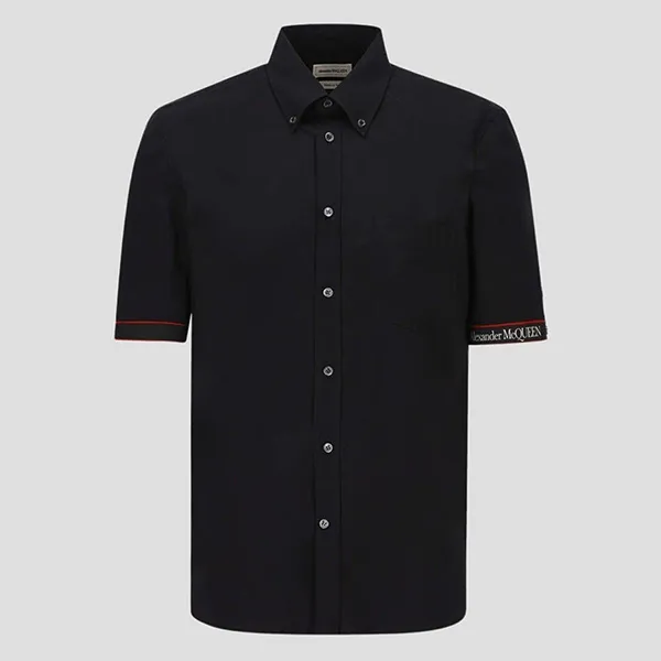 Áo Sơ Mi Nam Alexander Mcqueen Black Logo Strimmed 685496QRN44-1000 Màu Đen - Thời trang - Vua Hàng Hiệu