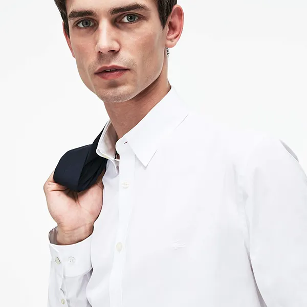 Áo Sơ Mi Nam Lacoste Men's Long Sleeve Wovens Shirt CH9628001 Màu Trắng Size 40
