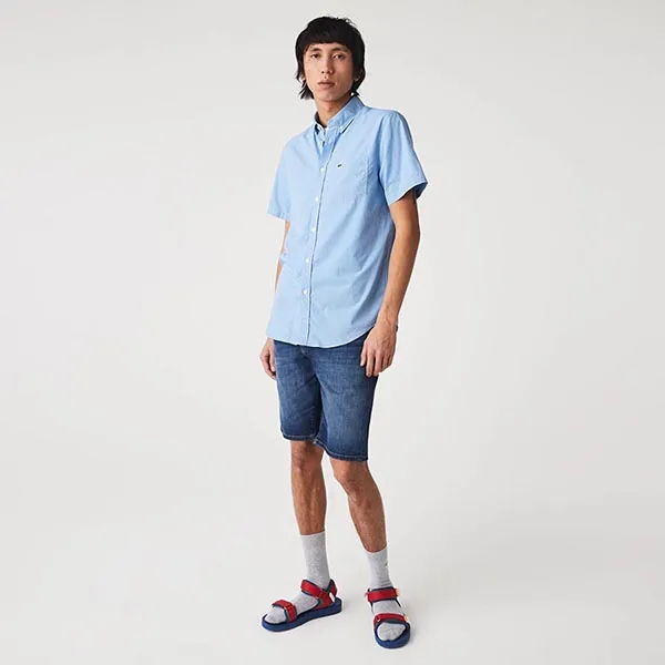 Áo Sơ Mi Nam Lacoste Men's Regular Fit Gingham Check Shirt CH2879BK1 Màu Xanh Kẻ Size 41