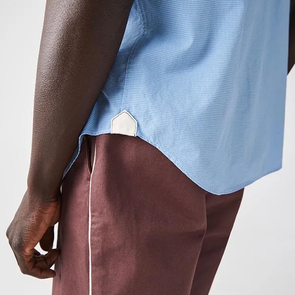 Áo Sơ Mi Nam Lacoste Men's Regular Fit Gingham Check Shirt CH2879BK1 Màu Xanh Kẻ Size 41