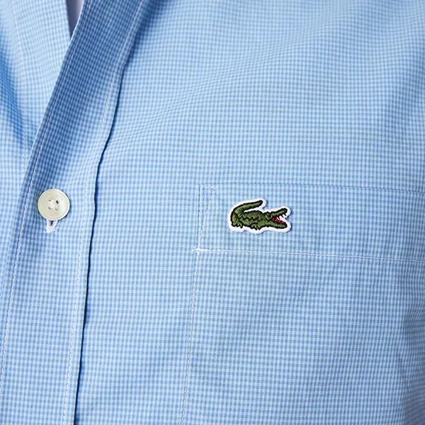 Áo Sơ Mi Nam Lacoste Men's Regular Fit Gingham Check Shirt CH2879BK1 Màu Xanh Kẻ Size 41