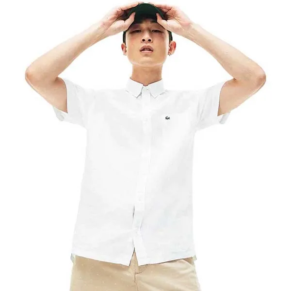 Áo Sơ Mi Nam Lacoste Men's Regular Fit Linen Shirt CH4991001 Màu Trắng Size 38 - 1