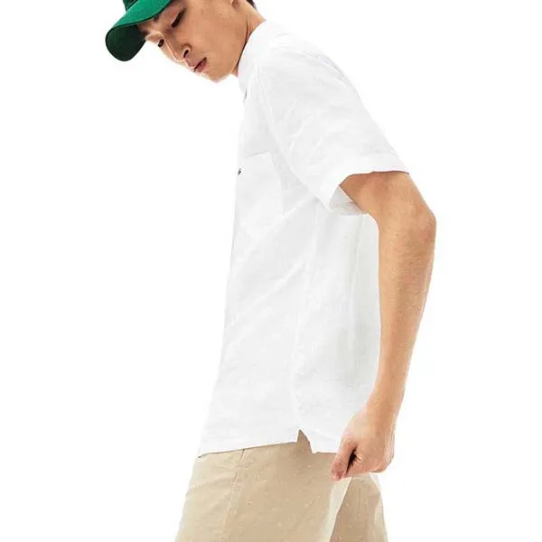 Áo Sơ Mi Nam Lacoste Men's Regular Fit Linen Shirt CH4991001 Màu Trắng Size 38 - 3