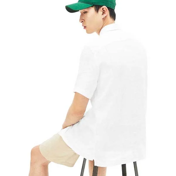 Áo Sơ Mi Nam Lacoste Men's Regular Fit Linen Shirt CH4991001 Màu Trắng Size 38 - 4