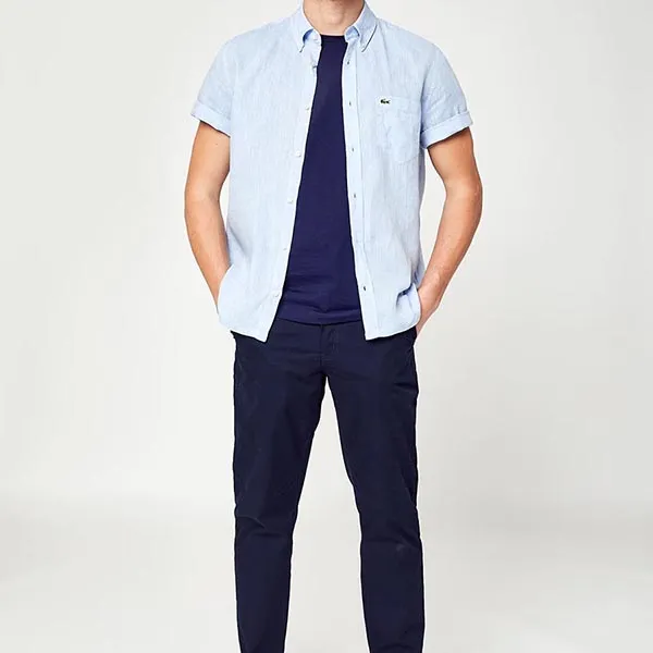 Áo Sơ Mi Nam Lacoste Men's Regular Fit Linen Shirt CH4991HBP Màu Xanh Da Trời Size 40 - Thời trang - Vua Hàng Hiệu